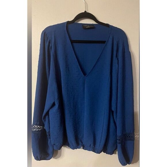 Lane‎ Bryant Plus Size Classic Long-Sleeve V-Neck Cropped Blouse 26 - Picture 2 of 9